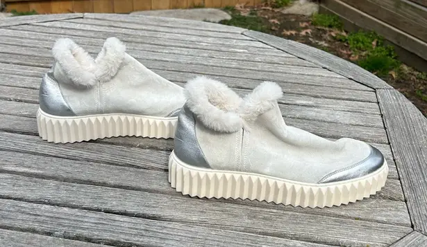 Voile Blanche Luna Leather Fur Trim Sneaker Bootie Boots Size 40 / Size 8.5 Gray