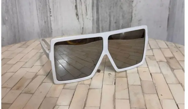 White Oversized Square Sunglasses Retro Shield Frame