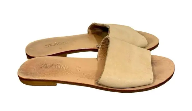 St. Agni Aiko Basic Slides in Nude Leather Sz:36
