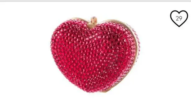 Authentic Judith Leiber RARE Red Crystal Strass Heart & Soul Pill Box