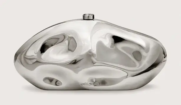 Cult Gaia Caldera Clutch Shiny Silver Handbag