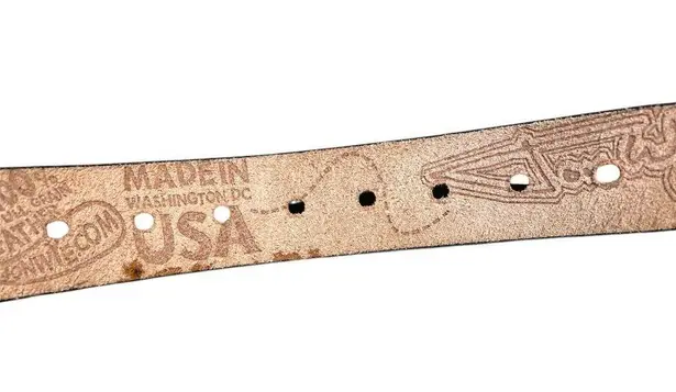 Jon Wye Elephant Graphic Black 100% Leather Belt Small