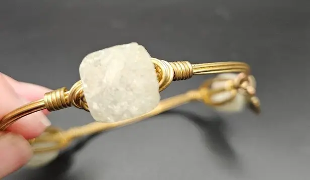 Bourbon and Boweties Bourbon and Bowties white oval Druzy bangle bracelet