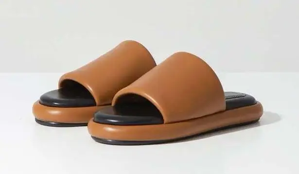 Proenza Schouler 20mm Pipe Padded Slide Sandal - Brown Leather Sz 39