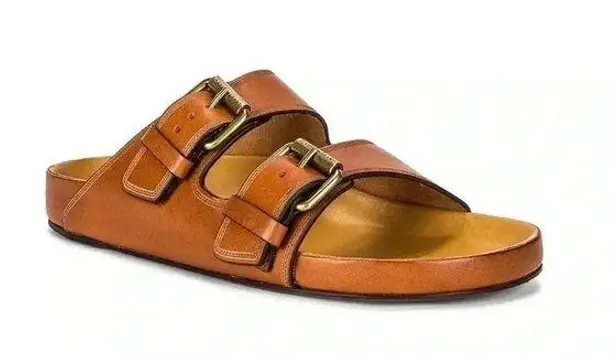 Isabel Marant NIB Folk Laser Lennyo Leather Sandals Cognac Tan Brown 8 1/2