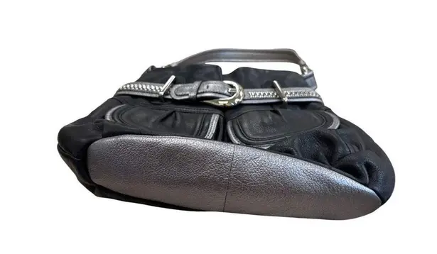 B Makowsky B. Makowsky Womens Black & Silver Leather Hobo Handbag Purse SKU 7813