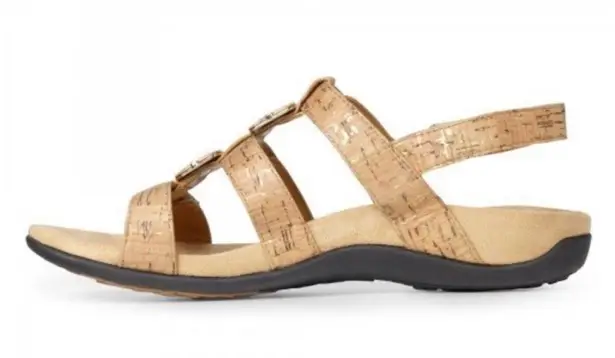 Vionic Sandals Amber Sandal Adjustable in Gold Cork w/ Beads Size 6 EUC