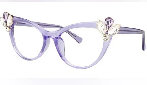 Purple Cat Eye Gemstone Eyeglasses