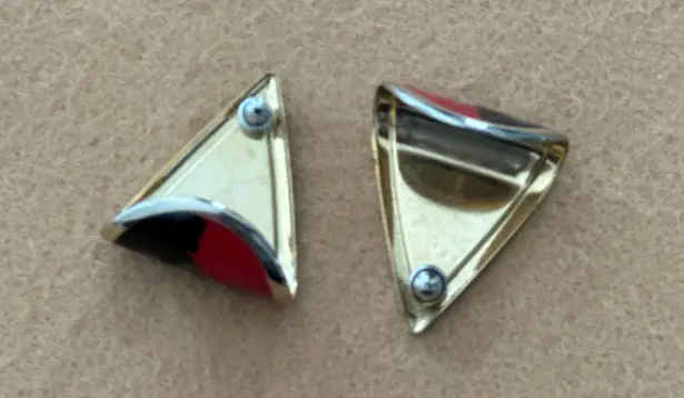Super Retro Cool Enamel Funky Pierced Earrings Gold Tone Blue & Red Multiple
