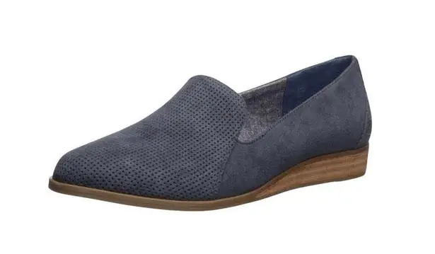 DR. SCHOLL'S Dawned Loafer Women 8 M Navy Oxide Microfiber Everyday Travel Retro Blue