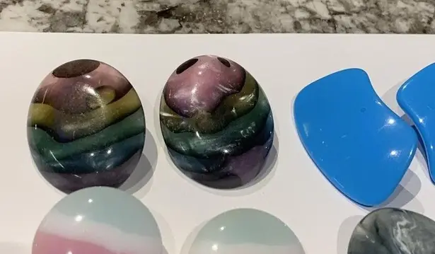 Lot Of 5 Colorful Pierced Costume Earrings Plastic Blue Purple Etc