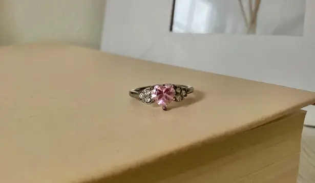 Pink Heart Promise Ring Silver Girly “Constanta” Elegant Coquette Blush Jewelry