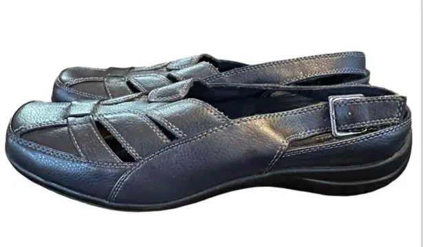 Easy Street COMFORT WAVE FISHERMAN SLING BACK SANDAL. NAVY. SIZE 10WW