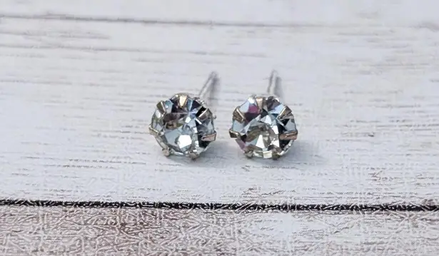 0.25" Clear Gem Stud Earrings For Pierced Ears