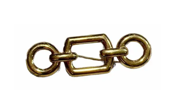 Monet Vintage Gold Tone Square Circle Textured Brooch Pin