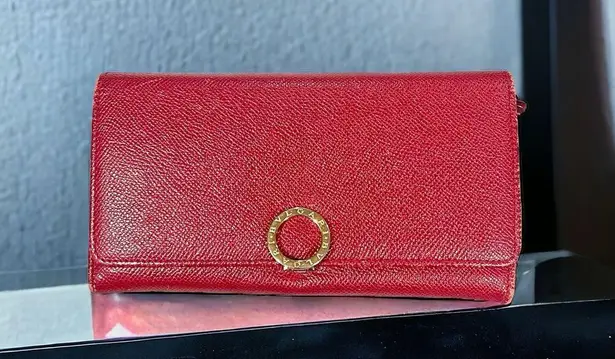 BVLGARI (Made in Italy) Long Leather Wallet in Red, Excellent Condition