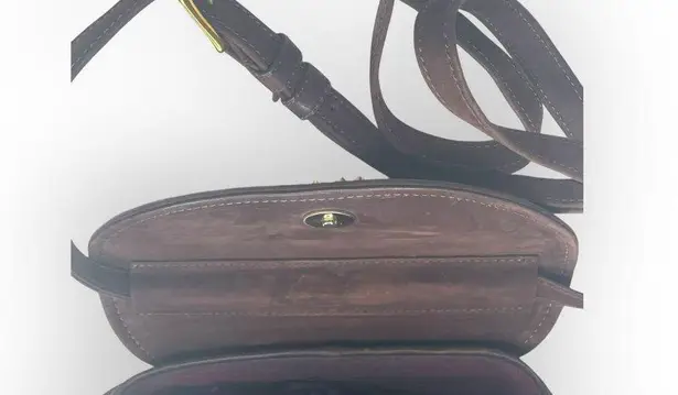 Y2K: Robert Lee Morris 𑁍 Gold Plated Brass Floral Medallion Clutch Crossbody Bag Brown