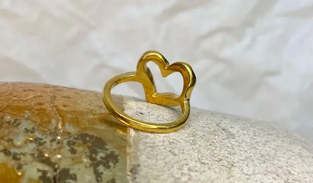 Boutique Stainless Steel 18K Gold Plated Love Heart Ring