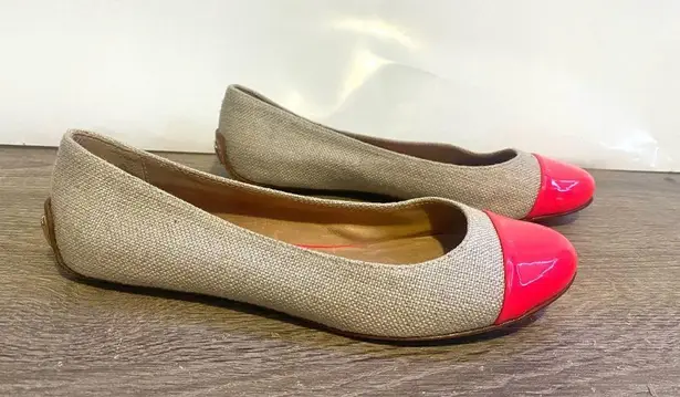 Kate Spade  canvas/patent hot pink leather tipsy ballet flat size/7