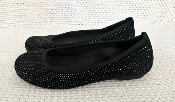 Vionic Black Sparkle Willow Comfort Studded Embellished Ballet Flat Shoes 6
