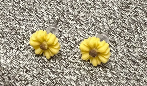 Yellow Sunflower Cute Fall Stud Handmade Unique Earrings
