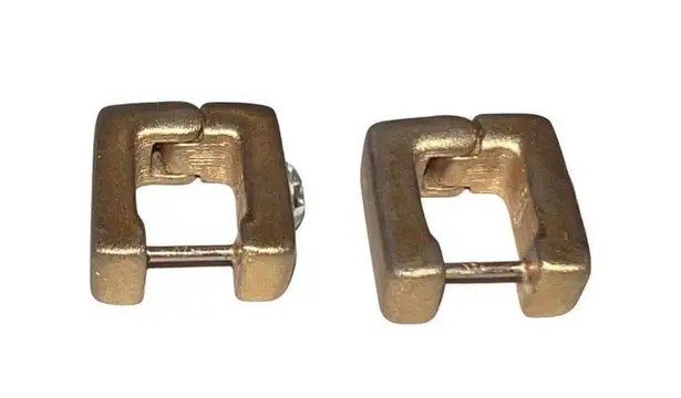 Vintage Stamped 14k Gold Wide Square Huggie Earrings