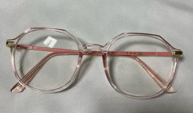 Computer Glasses Rose Antiblue Light Vintage oval Frame Clear Glasses Pink