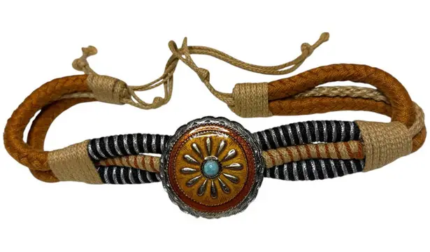 Handcrafted Leathercraft Accessory Belt Turquoise Accent Brown