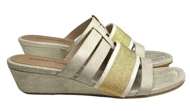 Donald Pliner Donald J Pliner ᪥ Dara Mesh Wedge Leather Sandals ᪥ Silver Gold Metallic ᪥ 8.5M