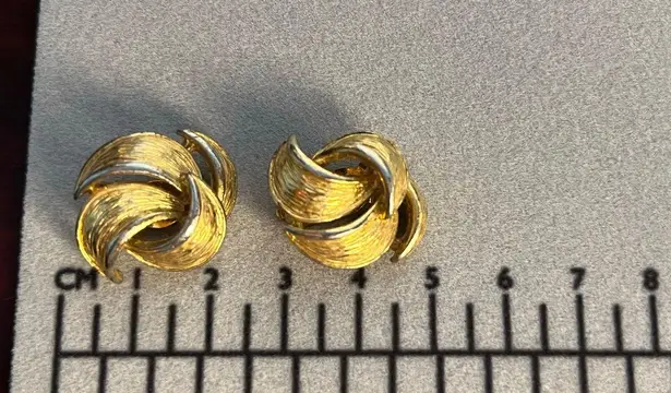 Givenchy VTG Clip On Earrings Gold Tone Swirl Glam Regency Signed