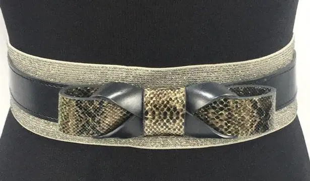 Loft  Faux Snake Skin Stretch Belt Silver, Black