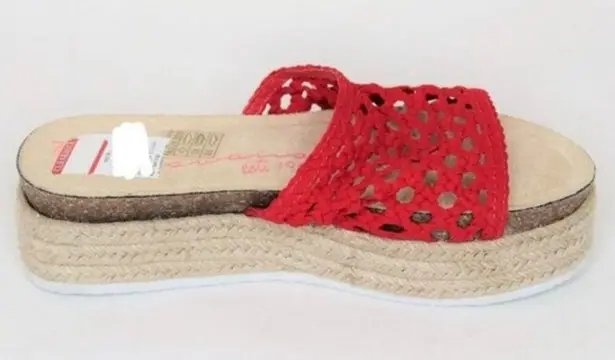 Vintage Havana with Red crochet uppers, slide on, S84 Size 6.5