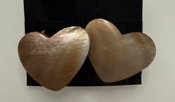 Mother of Pearl Heart Statement Clip On Earrings Pink