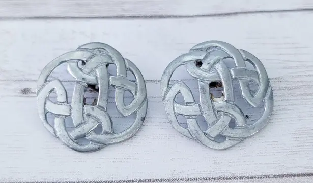 Vintage Clip On Earrings Large Silver Tone Celtic Knot Pewter?