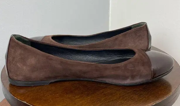 Hugo Boss Brown Suede & Patent Leather Cap Toe Flats - 8.5
