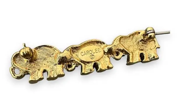 Carolee Sparkly Goldtone Trio of Elephants Pin Brooch - Image 3