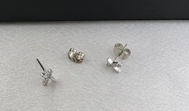 Small Tiny CZ Stud Earrings for Women Silver