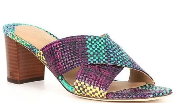 Lauren Ralph Lauren Freddi Plaid Woven Leather Sandals in Size 9.5B NEW Blue