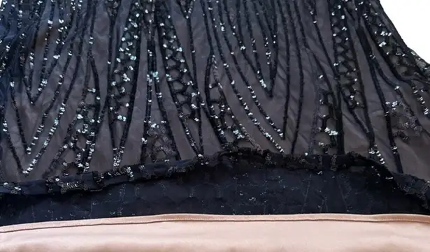 Nightway Gown Dress Navy Blue Mesh Sequins Halter Criss Criss Back Sheath Size 8