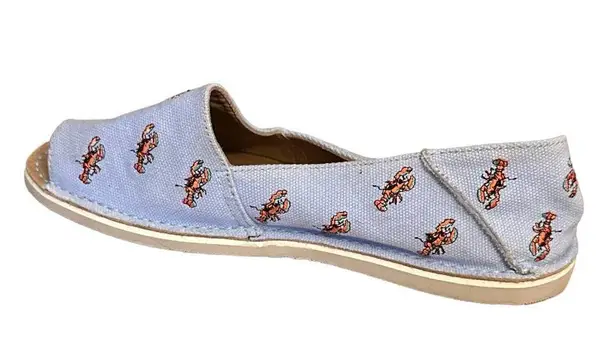 Coach  Lydia Chambray Blue Lobster Embroidered Peep Toe Flats Loafers Women's 8