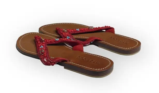 Mystique Boutique new Mystique ✿ Blown Glass Bead Sequin Thong Sandals ✿ Red 7M ✿ Handmade in Bali