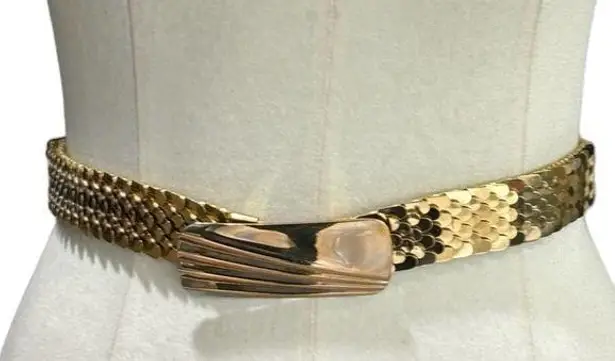 Vintage 70’s 80’s shiny gold link stretchy slinky belt