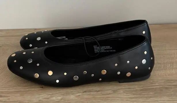 Seychelles Shoes Black Jamie Studded Ballet Flat Wide Width Memory Foam 6.5 Wide