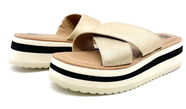 SM New York Womens 9 Lyric Platform Sandal Rose Gold Metallic Criss