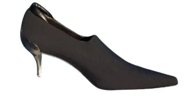 Donald Pliner Leather Shoe Pump Bootie Crepe Elastic Stretch $340 NWT Metal Heel Black Size 6
