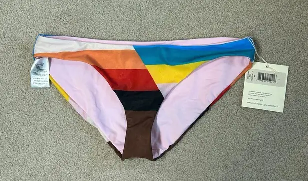 Mara Hoffman NWT Zoa Bikini Bottom Rainbow Low Rise Swimsuit Paddle Surf Size M