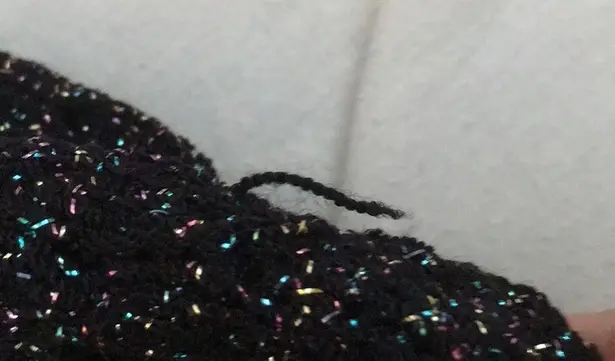 Vintage black and rainbow sparkle knit and crochet black cardigan size L Size L