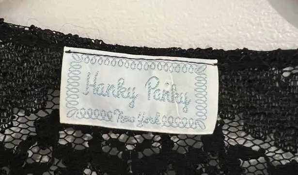 Hanky Panky Black Lace Button Front Cardigan Scalloped Hem