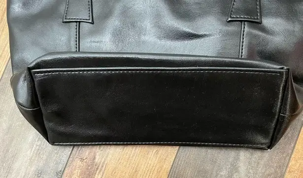 NWOT Black Pleather Shoulder Handbag Purse with Silver & Black Hardware