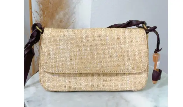 Etienne Aigner Vintage Paper Straw Mini Shoulder Bag Handbag Purse